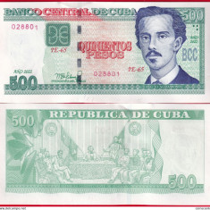 !!! CUBA - 500 PESOS 2022 - P 131 d - UNC / SERIA IE - 65