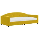 Cumpara ieftin Pat de zi cu saltea, galben, 100x200 cm, catifea