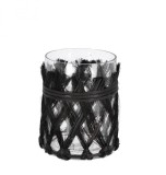 Cumpara ieftin Set 6 vaze sticla rattan negru 10x14 cm