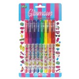Pixuri cu sclipici parfumat, cu manere moi, Glamours, 8 culori (blister)