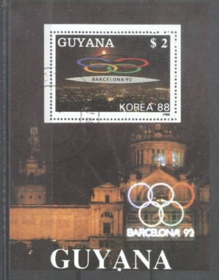 Guyana 1989 Sport Olympics Barcelona perf sheet Mi.B48 used L.033 foto