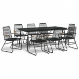 Cumpara ieftin Set masa pentru gradina, 9 piese, negru, ratan PVC