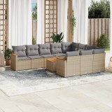 vidaXL Set canapele de grădină cu perne, 11 piese, bej, poliratan 3258748