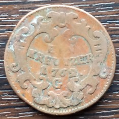 (M1984) MONEDA AUSTRIA - 1 KREUTZER 1762, LIT. G, MONETARIA GRAZ, MARIA THERESIA foto