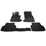 Covorase Cauciuc Tip Tavita BMW Seria 5 E60 E61 (2003-2010) + Protectie Tunel Spate, ALM, Negre