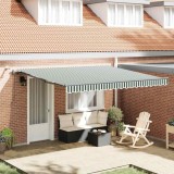 VidaXL Marchiză Retractabilă Automată cu LED Verde și Alb 400x300 cm