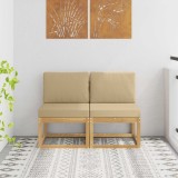 vidaXL 2 Bucată Canapea Medie pentru Exterior Lemn Solid de Acacia Alb 901466