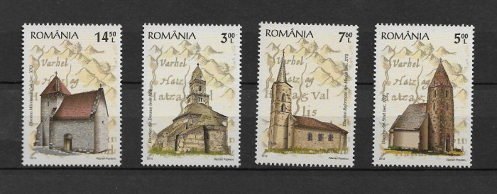 ROMANIA 2012 - BISERICI DIN TARA HATEGULUI, MNH - LP 1959