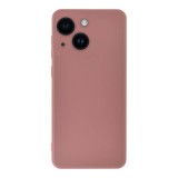 Husa silicon compatibila apple iphone 15 plus, soft matt, protectie camera foto, roz pal