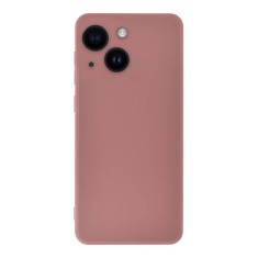 Husa silicon compatibila apple iphone 15 plus, soft matt, protectie camera foto, roz pal foto