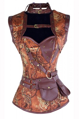 G260-100 Corset cu bolero model vintage cu imprimeu foto