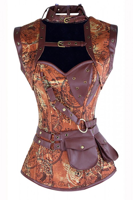 G260-100 Corset cu bolero model vintage cu imprimeu