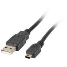 Lanberg CA USBK 10CC 0003 BK Cablu USB 2.0 Mini USB A la USB A, 0.3m, 480 Mbps, Negru