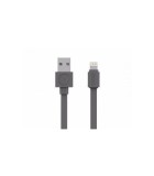 Cablu alimentare/sincronizare USB - iPhone Lighting 1.5m plat 2.4A gri Allocacoc