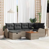 vidaXL Set de canapele pentru grădină cu pernă 7 pcs Gri Rattan poli 3360842