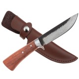 Cumpara ieftin Cutit de vanatoare IdeallStore&reg;, Adventure Accuracy, otel damasc, 25 cm, maner lemn, maro, husa piele