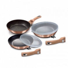 Set 3 tigai marmorate cu capace plastic Rose Gold Berlinger Haus BH 7054