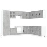 Cumpara ieftin Set dulapuri de bucatarie 14 piese &bdquo;Porto&rdquo; gri beton Lemn