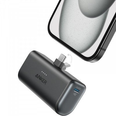 Baterie Externa Anker Nano, 5000mAh, 22.5W, PD, 2 x USB-C, Neagra A1653H11 foto