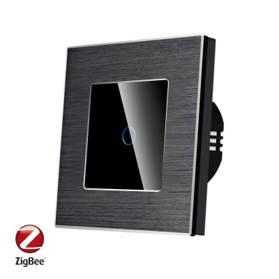 Intrerupator Simplu cu Touch din Sticla si Rama de Aluminiu LUXION, protocol Zigbee SmartElectro IntelligentHouse foto
