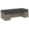 Set canapele de gradina, 7 piese, cu perne, gri, poliratan