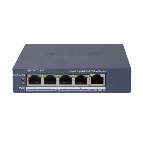Switch Smart Hikvision, 4 porturi PoE, Buget PoE 45W, Management - DS-3E1505P-EI/M SafetyGuard Surveillance