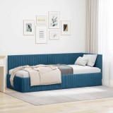 vidaXL Cadru de pat colțar cu headboard albastru 80 x 200 cm Catifea