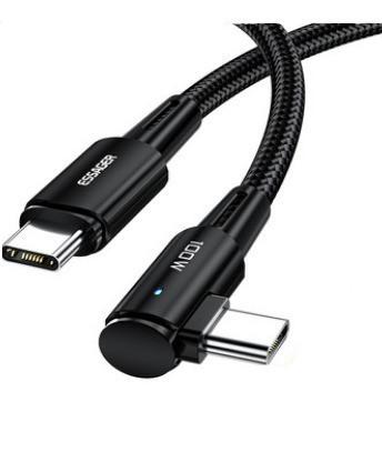 Cablu USB Type-C la Type-C Essager 200CM, right angle - 100W