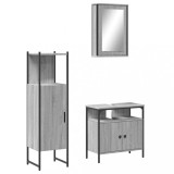 Set mobilier de baie, 3 piese, gri sonoma, lemn prelucrat