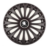 Cumpara ieftin Set 4 capace roti pentru Skoda Nou Alb-Negru, model Dino Black, R15, Autohelix MSA