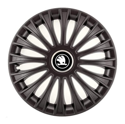 Set 4 capace roti pentru Skoda Nou Alb-Negru, model Dino Black, R15 foto