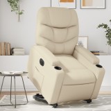 VidaXL Fotoliu rabatabil electric cu ridicare, crem, piele ecologică