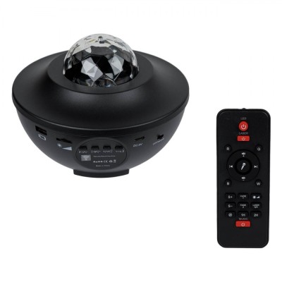 Proiector LED Camera, Model cu Telecomanda, Funcții Luminozitate și Redare Muzică, Negru foto