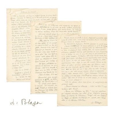 Lucian Blaga, &amp;Icirc;nt&amp;acirc;lnire cu ariciul, trei file manuscris foto