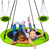 Leagan tip cuib de barza 120 cm pentru copii, verde-negru, 150 kg