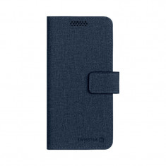 Husa Textil Swissten Libro Book pentru Telefon, Marime L,148 x 71mm, Bleumarin