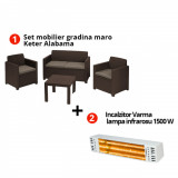 Cumpara ieftin Pachet Set mobilier gradina maro Keter Alabama + Incalzitor Varma V110/15P cu lampa infrarosu 1500W IPX5