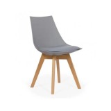 Scaun bucatarie si living BUC 245, polipropilena, sezut piele ecologica, picioare lemn, 110 kg