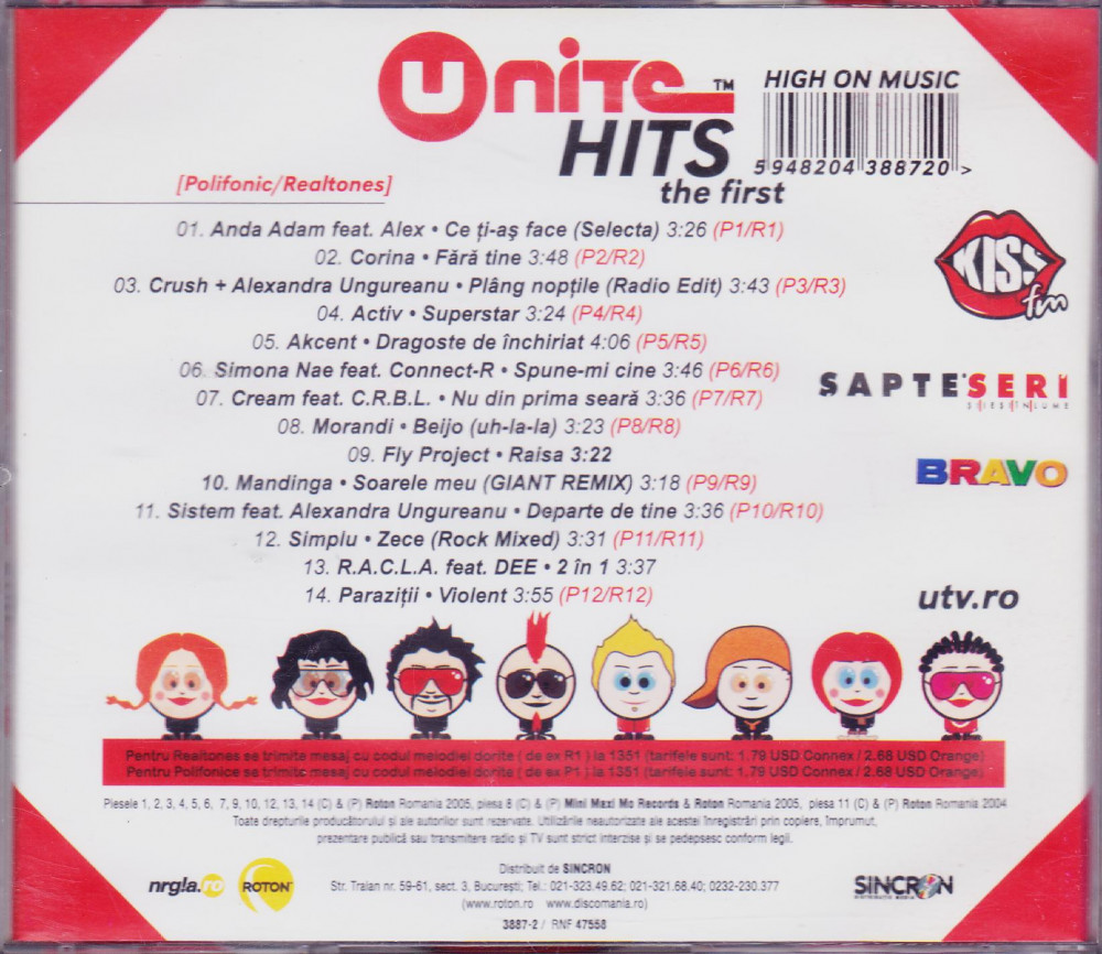 CD Pop: U-Nite Hits: The First ( Akcent, Sistem, Simplu, RACLA, Parazitii,  etc.) | Okazii.ro