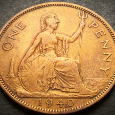 Moneda istorica 1 (One) PENNY - MAREA BRITANIE / ANGLIA, anul 1940 * cod 3595