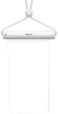 HUSA IMPERMEABILA Baseus, pentru smartphone diagonala maxima 7.2 inch, transparenta cu zip alb &quot;FMYT000002&quot; - 6932172610975