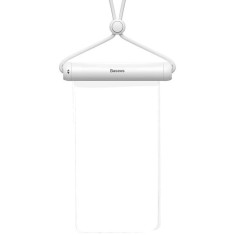 HUSA IMPERMEABILA Baseus, pentru smartphone diagonala maxima 7.2 inch, transparenta cu zip alb &quot;FMYT000002&quot; - 6932172610975