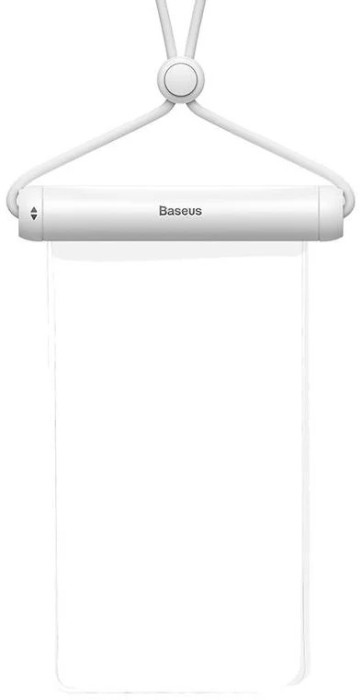 HUSA IMPERMEABILA Baseus, pentru smartphone diagonala maxima 7.2 inch, transparenta cu zip alb &quot;FMYT000002&quot; - 6932172610975