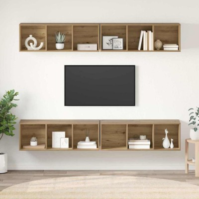 vidaXL Dulap pentru TV pe Perete Pe perete 4 pcs stejar artizanal 3393536 foto