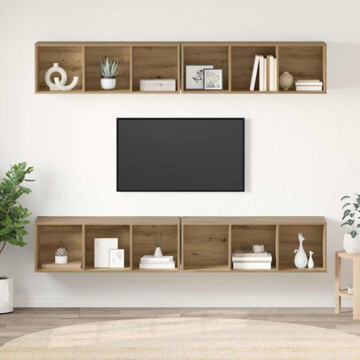 vidaXL Dulap pentru TV pe Perete Pe perete 4 pcs stejar artizanal 3393536
