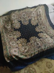 Broboadă vintage de păr, eșarfă mare, l&acirc;nă (casmere)