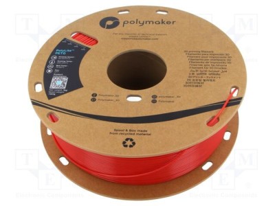 Filament POLYMAKER PolyLite&amp;trade; PET-G 1,75mm roșu 1kg 230-240&amp;deg;C foto
