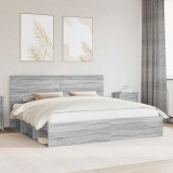 vidaXL Cadru de pat Gri Sonoma 200 x 200 cm Lemn de pin masiv 3410970