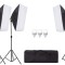 Kit de 3 softboxuri, 3 trepiezi reglabili 200 cm, 3 becuri LED 25W, geanta de transport inclusa