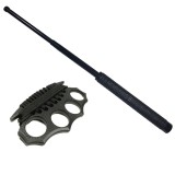 Cumpara ieftin Set Autoaparare: Baston Telescopic Police 50cm Otel + Snur &amp; Teaca - Extensibil, Negru, Compact 20.5cm, Ideal pentru Siguranta Personala